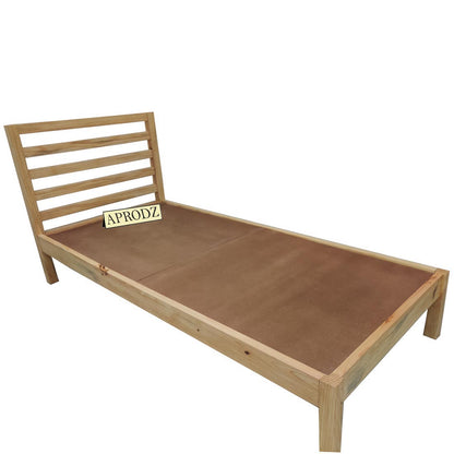 Devdar Pine Wood Single Size Bed Without Storage for Bedroom Living Room Home (Natural Finish)