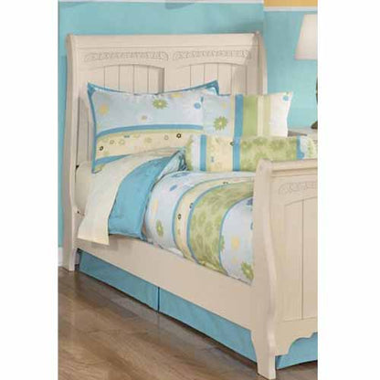 Solid Wood Without Storage Single Size Mcma Bed for Bedroom Stylish | Cream Finish