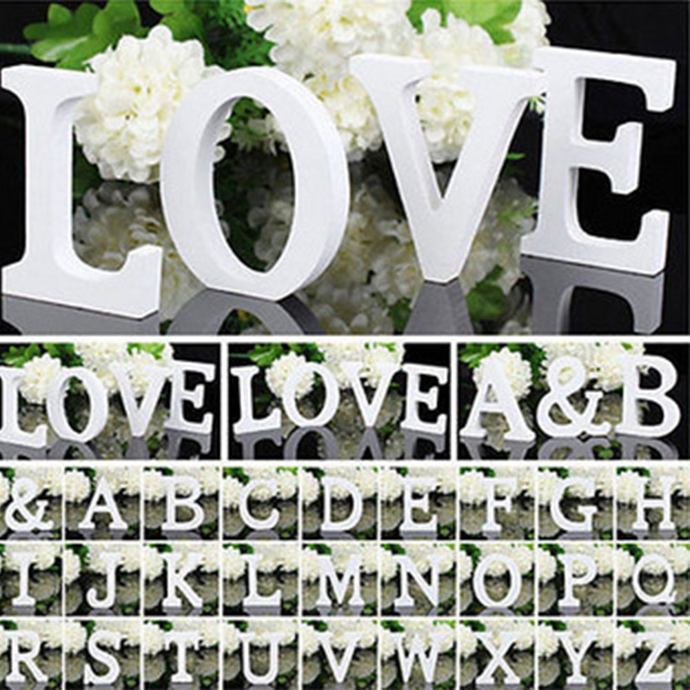 3" Height Wooden Letters Alphabet Word Free Standing Wedding Home Decor-White Letter E 