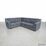 Shaped Sectional 6-Seater Sofa with Tufted Back Padded Armrest Perfect Fabric Corner Sofa 