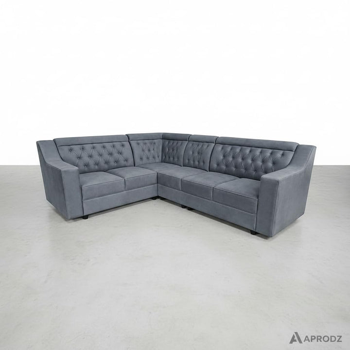 Translation missing: en.Shaped Sectional 6-Seater Sofa with Tufted Back Padded Armrest Perfect Fabric Corner Sofa 