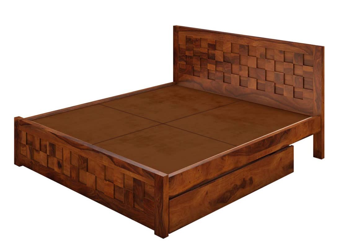 APRODZ Sheesham Wood Storage Queen Size Belem Bed for Bedroom Stylish | Mahogany Finish