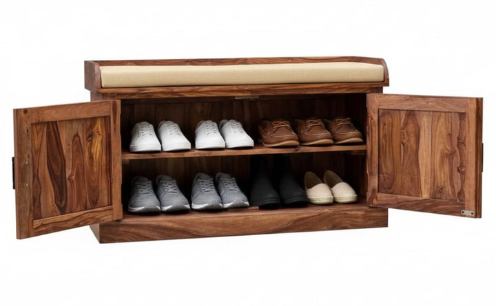 Translation missing: en.Wooden Multipurpose Cupboard &amp; Shoe Rack Spacious Storage Cabinet with Seating for Home 