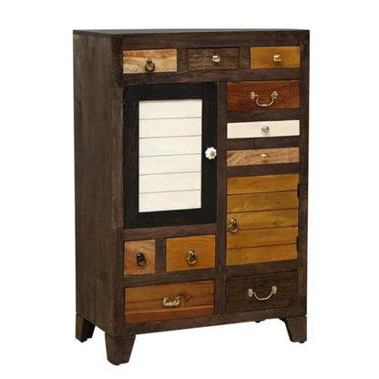 Wooden Storage Cabinet | Wooden Chest of Drawer | Wooden Storage Furniture with 10 Drawers | Wooden Designer Storage Furniture | Antique Cabinet for Bedroom | Walnut Finish