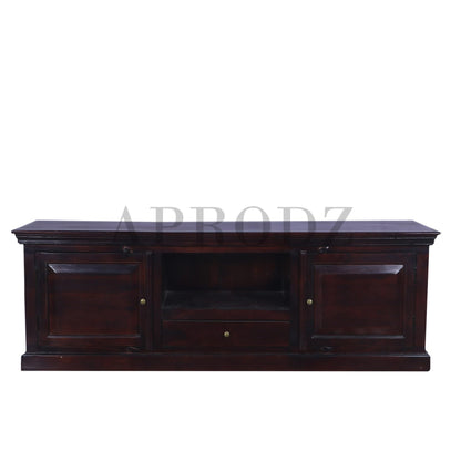 APRODZ Mango Wood Sulla LED TV Stand Entertainment Unit Storage TV Cabinet for Living Room (Rosewood Finish)