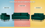 MidCen Wooden 6 Seater 3+2+1 Sofa Set with High-Density Foam for Home & Living Room (Upholstered- Dark Green Velvet Fabric) 