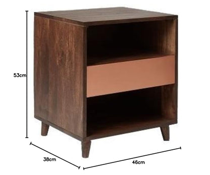 Mango Wood Alfena Bedside Table for Bedroom Living Room with 1 Drawer End Table
