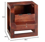 Mango Wood Peetz Royal Stylish Bar Cabinet with Wine Glass Storage for Living Room | Chestnut Finish 