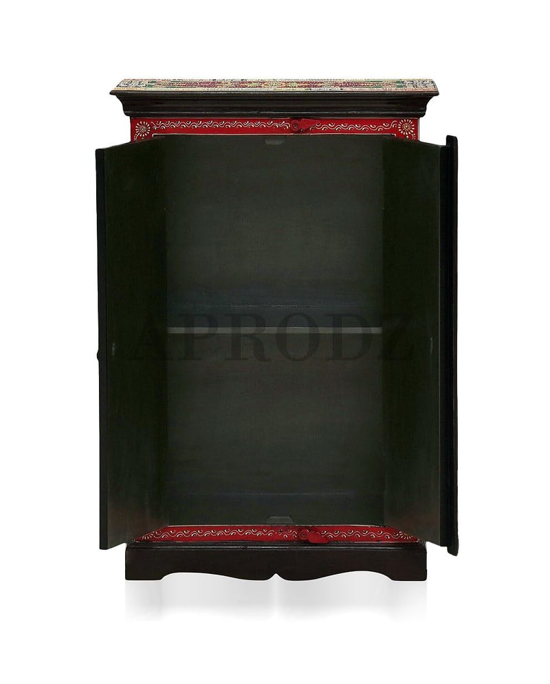 Wooden Handpainted Storage Cabinet for Living Room (Multicolor) 
