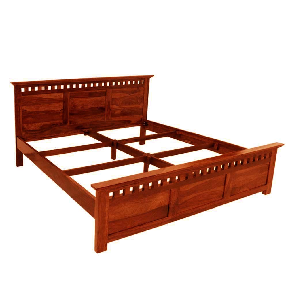 APRODZ Sheesham Wood Merritt Bed with Side Storage (King Size, Honey Finish)