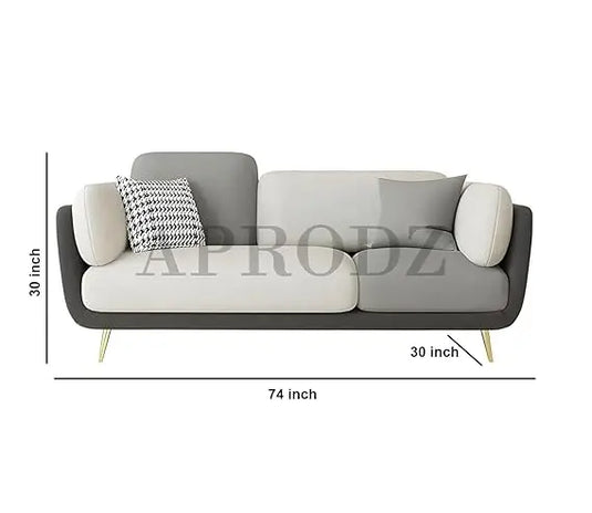 Translation missing: en.Luxelle Modern Sofa 3 Seater Velvet Sofa Set with Tufted Backrest Cushioned Seating Tipped Wooden Legs Couch for Living Room &amp; Lounge (Two Tone) 