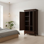 Mango Wood Wardrobe for Bedroom 2-Door Modular Wooden Almirah for Storage/Space Saving with 1-Drawer/Storage Organizer Rack Clothes Cupboard for Bedroom 