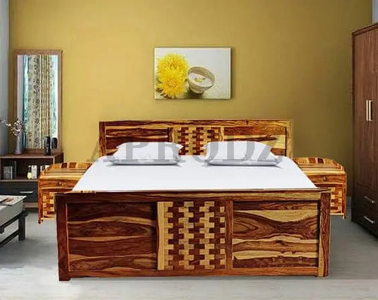 Translation missing: en.Solid Sheesham Wood Storage Bed – Elegant Brown Finish, Durable Solid Wood Frame, Ample Storage Space 