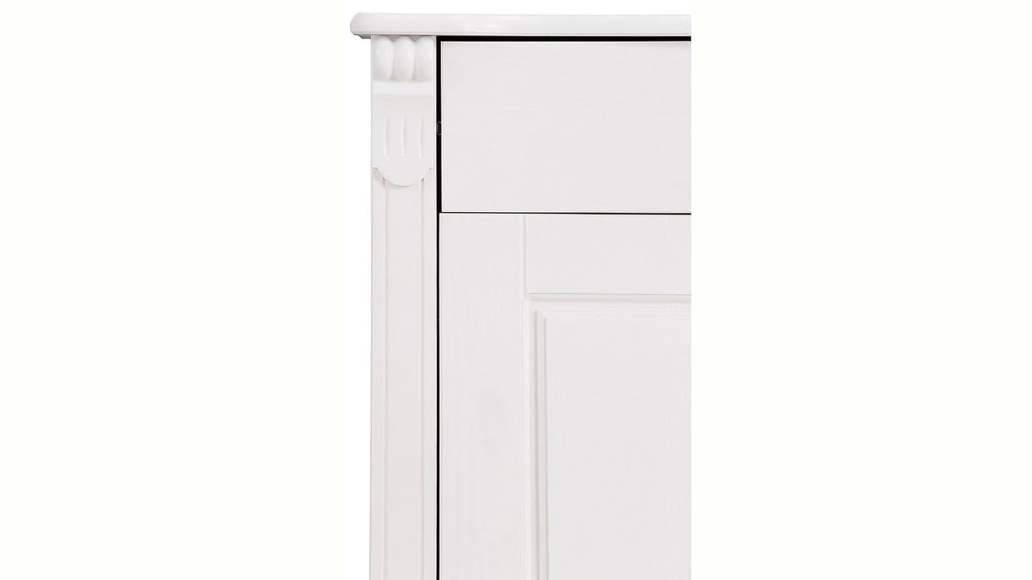 APRODZ Soild Wood Teresina Sideboard Storage Cabinet with Drawer for Living Room | White Finish