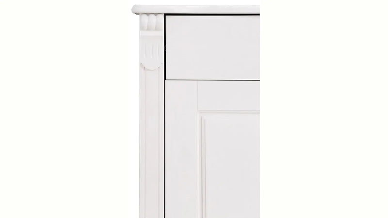 APRODZ Soild Wood Teresina Sideboard Storage Cabinet with Drawer for Living Room | White Finish