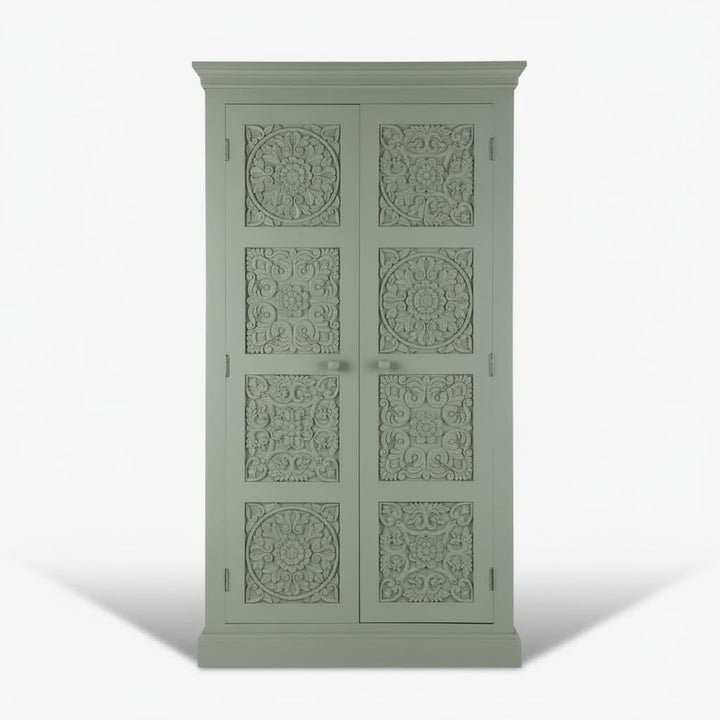 Translation missing: en.Floreale wardrobe Carved Mango Wood 2-Door Wardrobe Almirah 