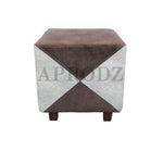 Ottoman Stool for Living Room | Pouffes for Sitting| Foot stools | Office Stools | Decoration & Dressing Table Suede Fabric Set of 2 Brown + Beige 