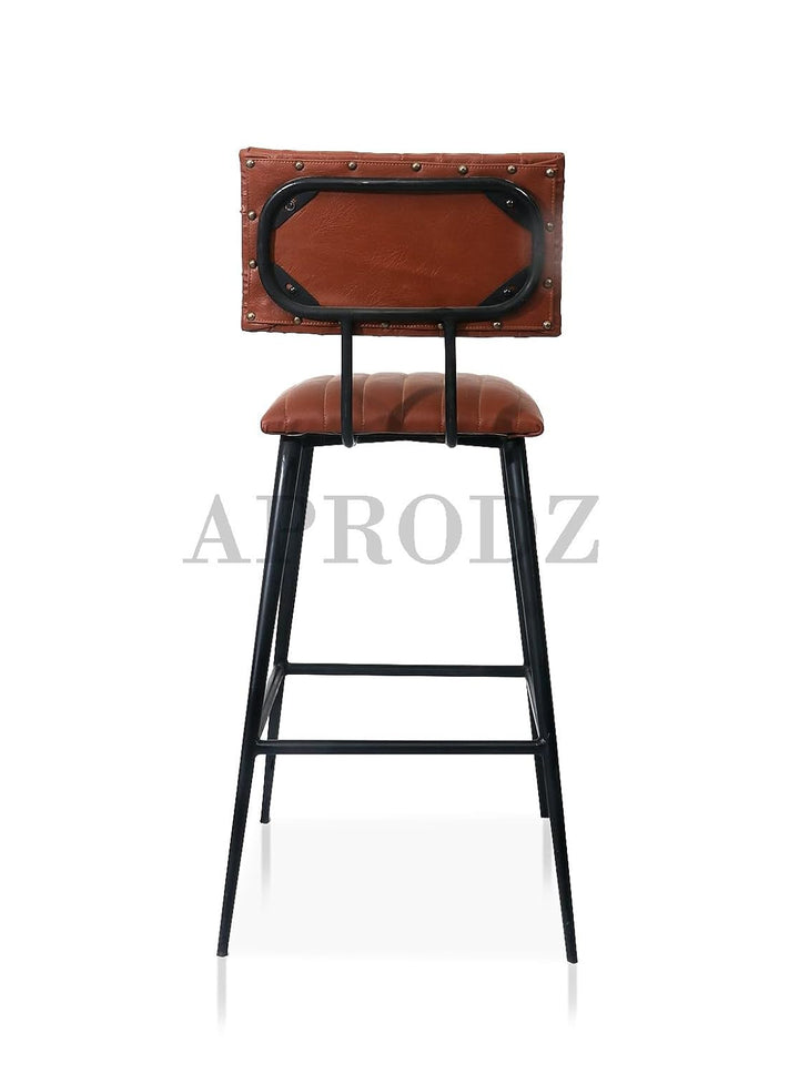 Translation missing: en.Upholstered Cold Rolled Steel Bar Stool (Brown Fabric + Black Powder Coated) - Set of 2 