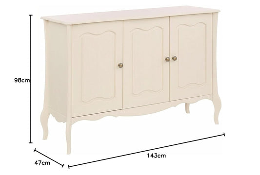 APRODZ Solid Wood Cali Sideboard Storage Cabinet for Living Room | White