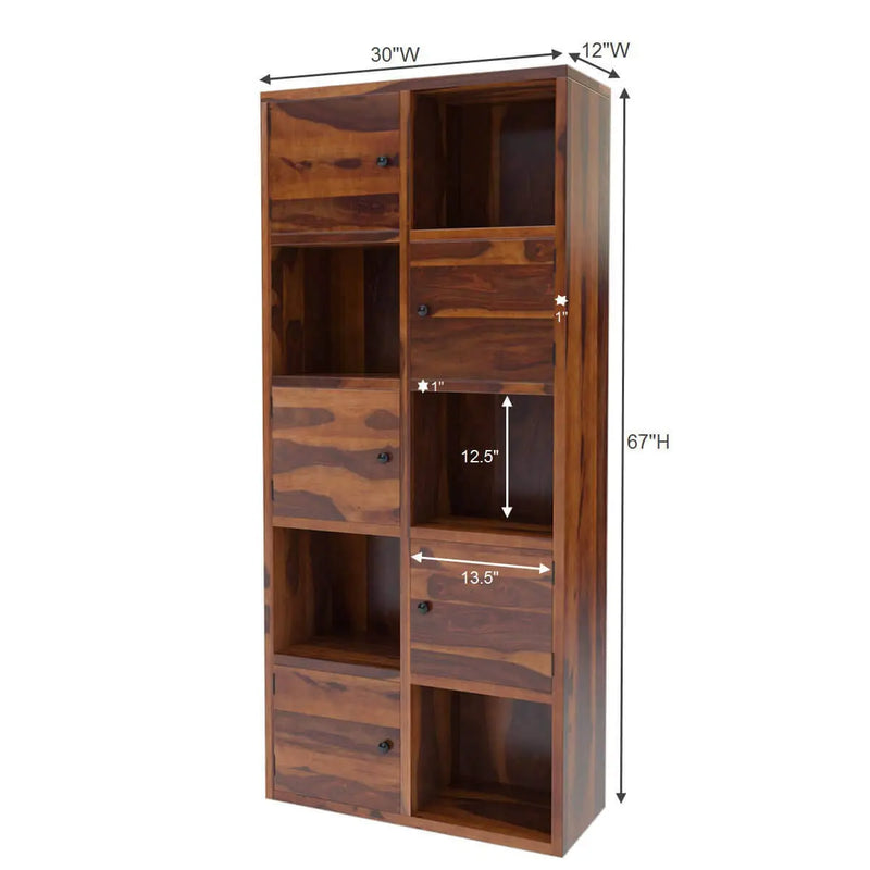 Olga Sheesham Wood 10 Cube Standard Home Office Bookcase 