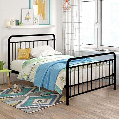 Marks Elegant Metal Bed Frame with Headboard & Footboard 