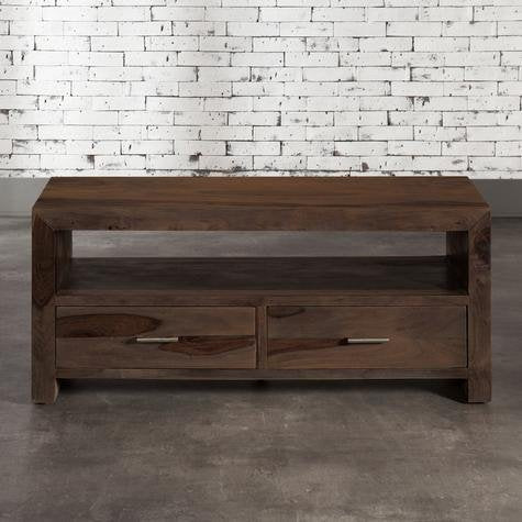 APRODZ Mango Wood Belgrade TV Stand Cabinet for Home | TV Unit for Living Room | Brown Finish