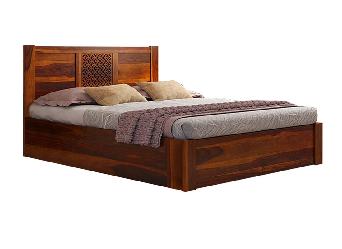 APRODZ Sheesham Wood Durque Hydraulic Bed- Queen Size