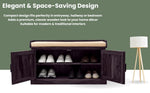 Wooden Multipurpose Cupboard & Shoe Rack – Spacious Storage Cabinet with Seating for Home, Entryway & Living Room (Large, Teak Finish) 