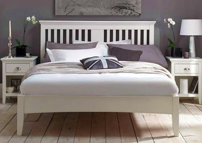 APRODZ Solid Wood Without Storage King Size Clemons Bed for Bedroom Stylish | White Finish