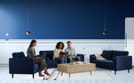MidCen Wooden 6 Seater 3+2+1 Sofa Set with Comfortable High-Density Foam for Living Room (Upholstered- Dark Blue Velvet Fabric) 