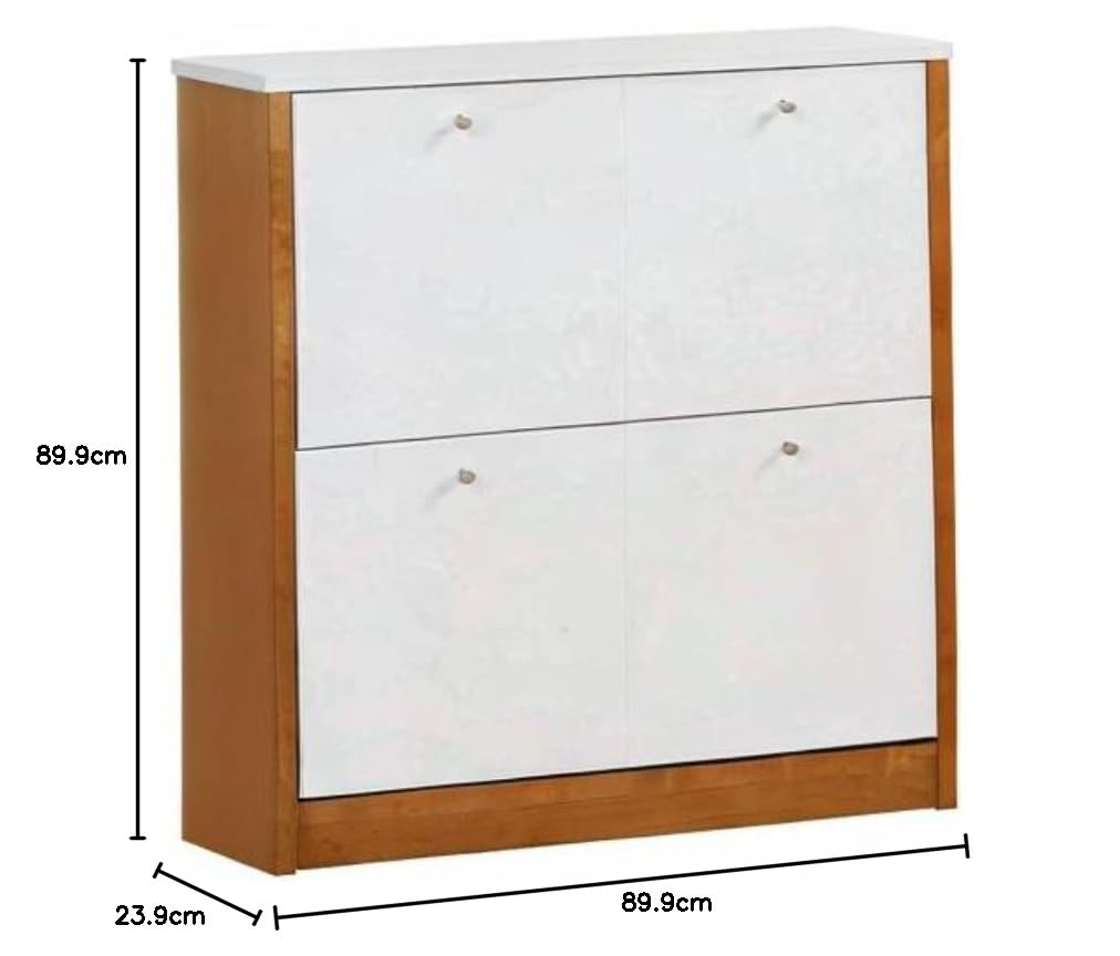 APRODZ Mango Wood Alasta Shoe Cabinet for Home | Shoe Rack Organiser | White Finish