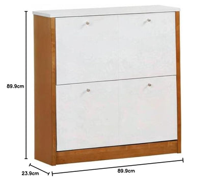 APRODZ Mango Wood Alasta Shoe Cabinet for Home | Shoe Rack Organiser | White Finish