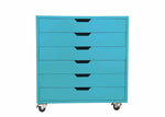 APRODZ Mango Wood Sideboard Storage Dresser Cabinet Bhesar Chest of 6 Drawer On Castors for Living Room | Cream