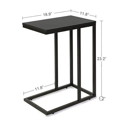 C Shaped End Table, Snack Side Table for Sofa Couch and Bed, Black  End Table