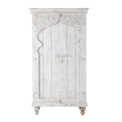 APRODZ Mehrab Mango Wood 2-Door Wardrobe Storage Almirah Cupboard for Cloths (Solid Wood - White)