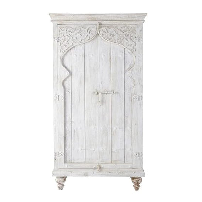 Mehrab Mango Wood 2-Door Wardrobe Storage Almirah Cupboard for Cloths (Solid Wood - White) 