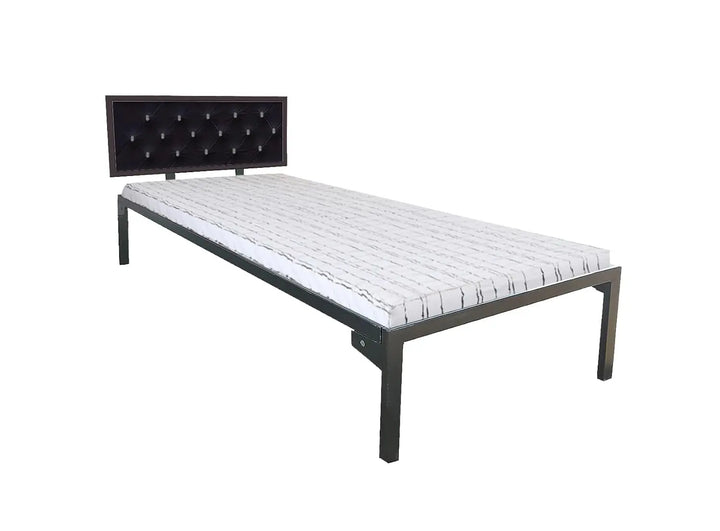 Translation missing: en.Single Size Bed with Upholstered Headboard | CR Steel Frame | Modern Platform Bed | Sturdy, Durable &amp; Noise-Free | No Box Spring Needed | Stylish Furniture 