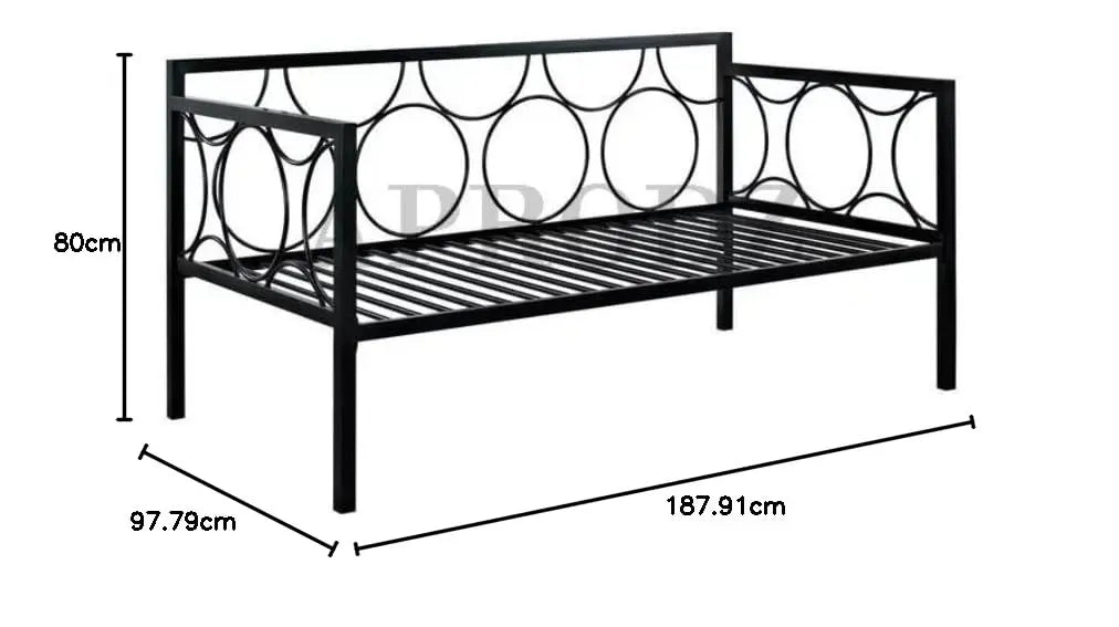Acceber Three Seater Metal Sofa with Mattress and 2 bolsters (Metal - White Powdercoated) 