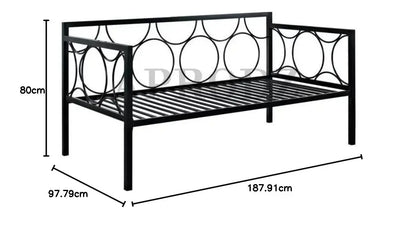 Acceber Three Seater Metal Sofa with Mattress and 2 bolsters (Metal - White Powdercoated) 