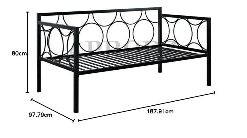 Acceber Three Seater Metal Sofa with Mattress and 2 bolsters (Metal - White Powdercoated) 