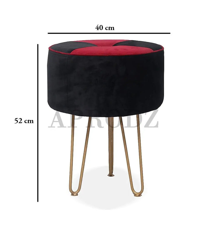 Translation missing: en.Upholstered and Steel Frame Puffy Stool Grass Green Fabric + Black Powdercoated - Set of 2 