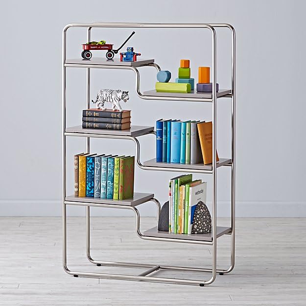 Outline Creative Design Bookcase (Chrome and Grey Finish) Aprodz