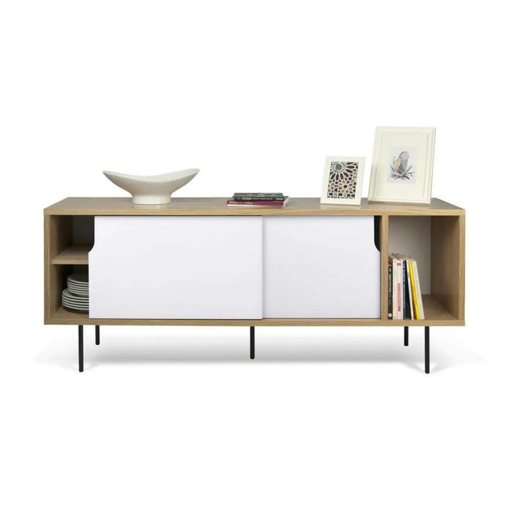 Translation missing: en.APRODZ Solid Wood Clearcut Storage Side Board Unit for Living Room | Oak White Finish