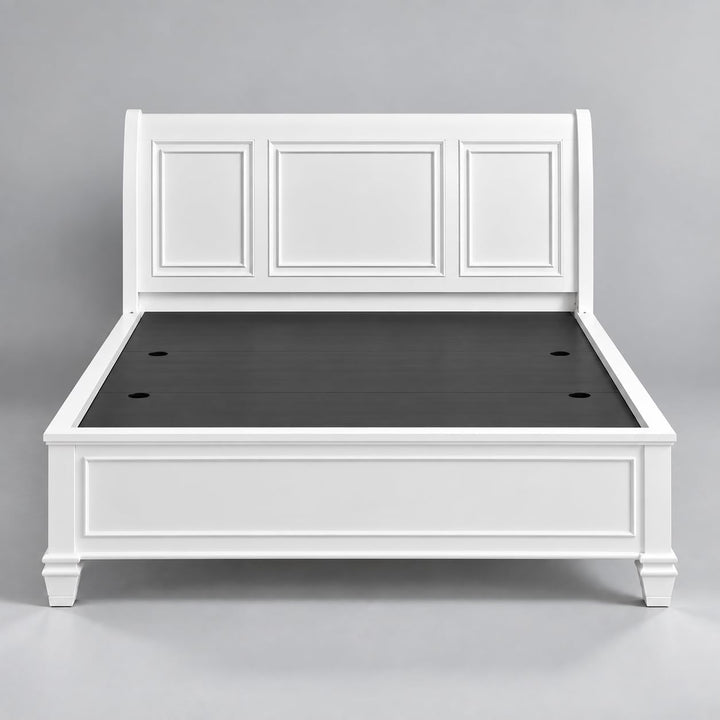 Translation missing: en.White Hydraulic Storage Bed with Panel Headboard &amp; Footboard – Elegant Lift-Up Storage Bed Frame 