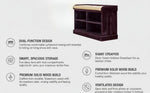 Wooden Multipurpose Cupboard & Shoe Rack – Spacious Storage Cabinet with Seating for Home, Entryway & Living Room (Large, Teak Finish) 