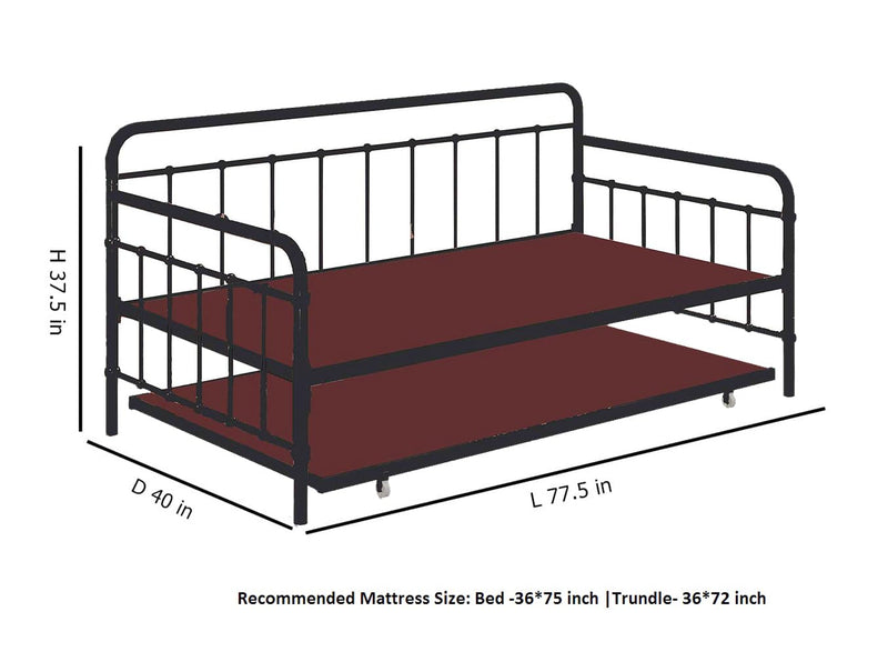 Marks Daybed Twin Size Metal and Mdf Trundle Bunk Bed 