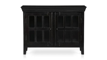 Mango Wood 2 Door TV Stand Cabinet for Living Room | Entertainment Unit Furniture | Black 