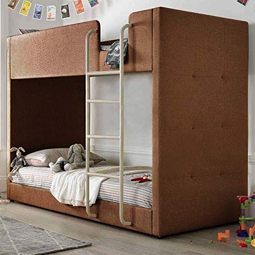 APRODZ Gwars Single Size Solid Wood Grey Fabric Bunk Bed for Bedroom (Fabric Upholstery - Grey)