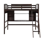 Acelea Twin Loft Mango Wood Bunk Bed with Desk Espresso Finish 
