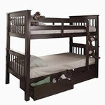 Mango Wood Highst Bunk Bed with Storage for Bedroom | Brown Finish 